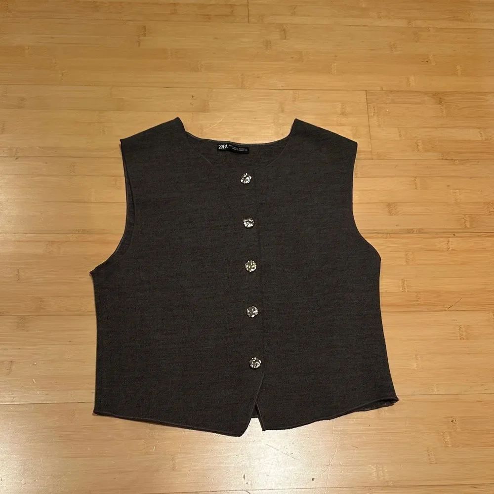 Zara Women's Charcoal Button Down top